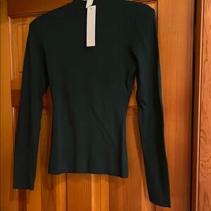 NWT The Workshop Hunter Green Ribbed Mock Neck Sweater